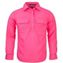 Pilbara Kids Closed Front L/S Workshirt - Hot Pink