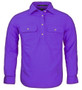 Pilbara Kids Closed Front L/S Workshirt Purple