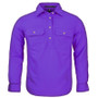 Pilbara Kids Closed Front L/S Workshirt - Purple