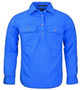 Pilbara Kids Closed Front L/S Workshirt  Cobalt Blue