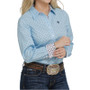Cinch Women's Button Up L/S Western Shirt Light Blue Print
