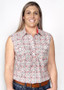 ON SALE Just Country Women's Lilly Half Button Sleeveless Workshirt White Print