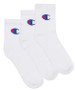 Champion Mens Quarter Crew Socks 3 Pack -  White Champion Mens Quarter Crew Socks 3 Pack -  White