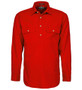 Mens Pilbara Closed Front L/S Workshirt - Red