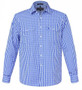 Pilbara Mens Check L/S Shirt Blue-White Check