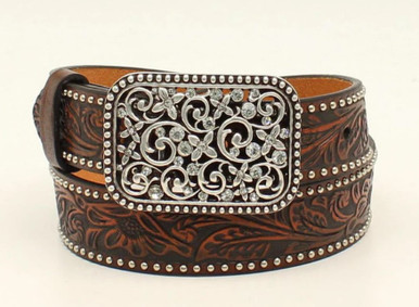 Ariat Girl’s Belt Crystal Floral Brown - Kimberley Country Department Store