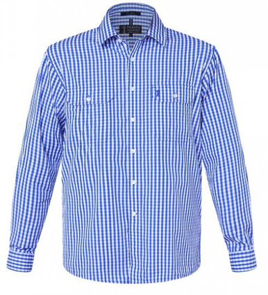 Pilbara Mens Check L/S Shirt Blue-White Check - Kimberley Country ...