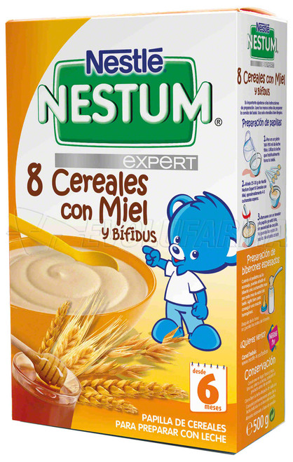 NESTLE. PAPILLAS NESTUM EXPERT 8 CEREALES CON MIEL Y BÍFIDUS. Estuche de 500 gr