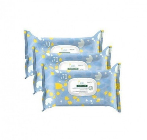 Klorane bebe toallitas limpiadoras suaves pack 3 U