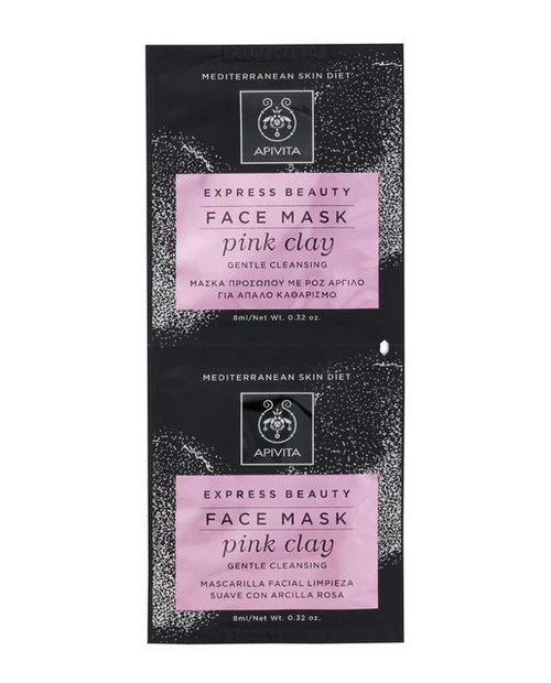 Mascarilla limpiadora suave con arcilla rosa express beauty apivita