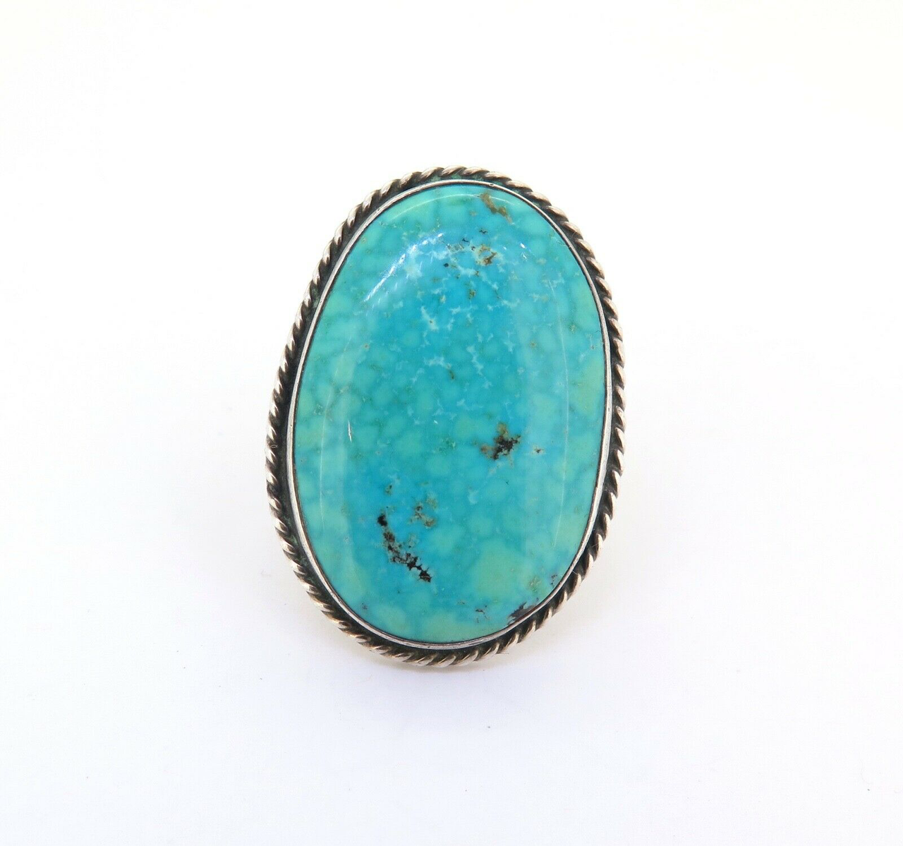 Signed Michael Rogers Handmade Paiute Turquoise Sterling Silver Ring 22.3g