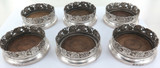 QUALITY / DECORATIVE / ANTIQUE SILVERPLATE SET 6 WINE GLASS COASTERS