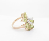 Peridot & Diamond Set 14K Gold Flower Cluster Ring Size L1/2 Val $3125