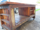 INDUSTRIAL SOLID TIMBER WORK SHOP TABLE WITH DRAWS - 188CM X 75CM X 87.5CM