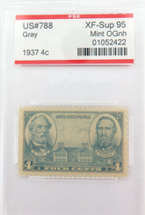 US STAMP. #788 1937 4c GREY PSE GRADED XF-SUP 95 MINT OGnh.