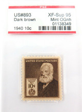 US STAMP. #893 1940 10c DARK BROWN PSE GRADED XF-SUP 95 MINT OGnh.