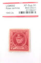US STAMP. #880 1940 2c ROSE CARMINE PSE GRADED XF-SUP 95 MINT OGnh.