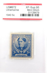 US STAMP. #872 1940 5c ULTRMARINE PSE GRADED XF-SUP 95 MINT OGnh.