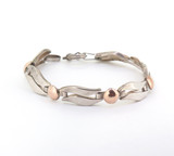 Vintage Handmade 950 Sterling Silver & 18ct Gold Bracelet 13.6g Length 18.5 cm