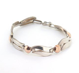 Vintage Handmade 950 Sterling Silver & 18ct Gold Bracelet 13.6g Length 18.5 cm