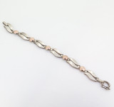Vintage Handmade 950 Sterling Silver & 18ct Gold Bracelet 13.6g Length 18.5 cm