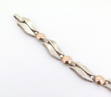Vintage Handmade 950 Sterling Silver & 18ct Gold Bracelet 13.6g Length 18.5 cm