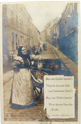 EARLY 1900’s REAL PHOTO TUCKS FISHMONGERS WIFE POSTCARD, ILLUSTRATED SONGS.