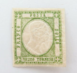 1861 ITALY, NEAPOLITAN PROVINCE 1/2t MH IMPERF EMBOSSED, GOOD MARGINS & COLOUR.