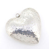 Handmade Sterling Silver Statement Heart Hammer Effect Ornament Pendant 68.2g