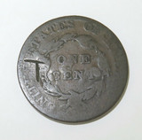 1824 USA COUNTERSTAMPED COUNTER STAMPED CORONET LIBERTY HEAD ONE CENT.