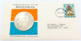 1973 BAHAMAS $10 STERLING SILVER COIN FIRST DAY COVER FDC.