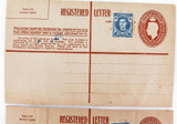 2 x c1940 UNUSED AUSTRALIAN REGISTERED LETTER COVERS, HAND AMENDED, 3 1/2d