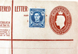 2 x c1940 UNUSED AUSTRALIAN REGISTERED LETTER COVERS, HAND AMENDED, 3 1/2d