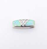 Vibrant Simulated Opal Inlay Sterling Silver CZ Ring Pendant Matching Set 8.7g