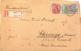 1921 KEHL, GERMANY REGISTERED MAIL COVER. GERMANY TO CHICAGO, USA.