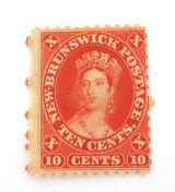 NEW BRUNSWICK NEWFOUNDLAND 1860s QV 10c MH REASONABLE GRADE STAMP.