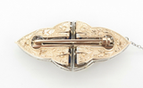 Art Deco Ceylon Sapphire & Diamond Gold + Palladium Double Clip Brooch Val 28040