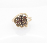 A Ladies Vintage 10K Yellow Gold Garnet Cluster Ring Size L Val $1355