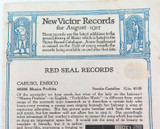 RARE AUGUST 1917, NEW VICTOR RECORDS CATALOGUE, ENRICO CARUSO, EFREM ZIMBALIST.