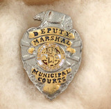 VINTAGE OBSOLETE USA DEPUTY MARSHAL MUNICIPAL COURTS LA ENAMELLED METAL BADGE #9