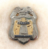 SCARCE OBSOLETE USA RIVERSIDE COUNTY PARK RANGER ENAMELLED METAL PIN / BADGE #18