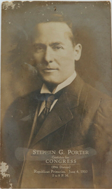 1910 SUPER RARE USA REPUBLICAN CONGRESS “STEPHEN G PORTER” REAL PHOTO POSTCARD.