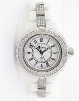 Chanel J12 Diamond Set Quartz 33m Ceramic Wrist Watch & Box H1420