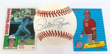 PETE ROSE, HAND SIGNED AUTOGRAPHED RAWLINGS BASEBALL + 2 CARDS. 100% GENUINE.