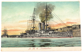 MALTA MALTESE RARE EARLY 1900s COLOUR POSTCARD “ H.M.S. CORNWALLIS"