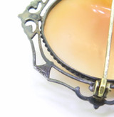 Pair of Beautiful Vintage Sterling Silver Carnelian & Sardonyx Cameo Brooches