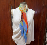 Rare Large C 2000 Hermes 'Smiles in Third Millenary' Chiffon Scarf