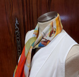 Rare Large C 2000 Hermes 'Smiles in Third Millenary' Chiffon Scarf