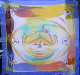 Rare Large C 2000 Hermes 'Smiles in Third Millenary' Chiffon Scarf