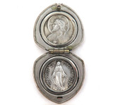 SUPERB DECORATIVE FRENCH CASE / 1830 VIRGIN MARY MIRACLE & JESUS PURSE LOCKET.